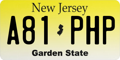 NJ license plate A81PHP
