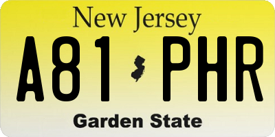 NJ license plate A81PHR