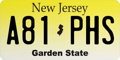 NJ license plate A81PHS