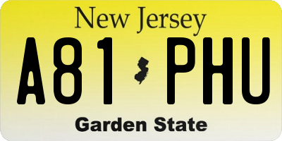 NJ license plate A81PHU
