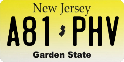 NJ license plate A81PHV