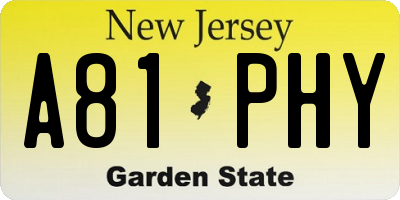 NJ license plate A81PHY