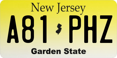 NJ license plate A81PHZ