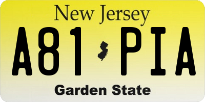 NJ license plate A81PIA