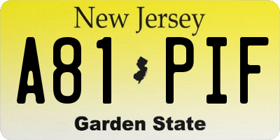 NJ license plate A81PIF