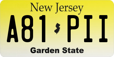 NJ license plate A81PII