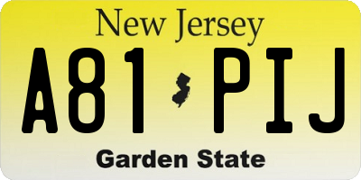 NJ license plate A81PIJ