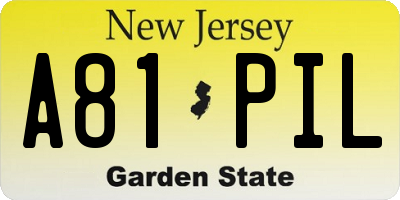 NJ license plate A81PIL