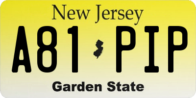 NJ license plate A81PIP