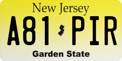 NJ license plate A81PIR
