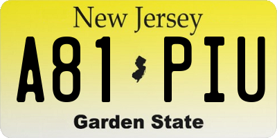 NJ license plate A81PIU