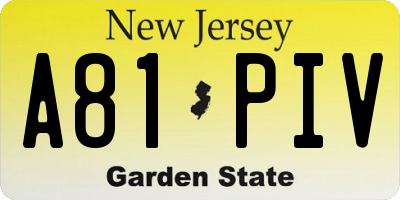 NJ license plate A81PIV