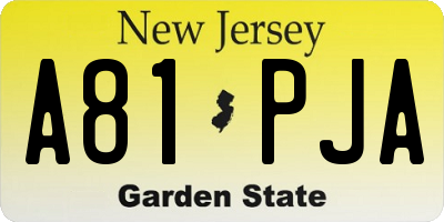 NJ license plate A81PJA