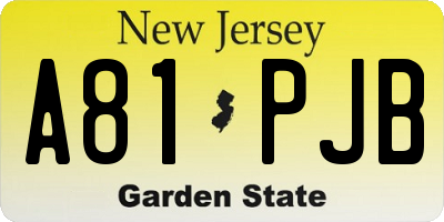 NJ license plate A81PJB