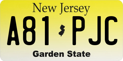 NJ license plate A81PJC