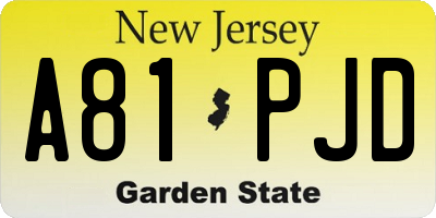 NJ license plate A81PJD