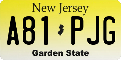 NJ license plate A81PJG