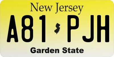 NJ license plate A81PJH