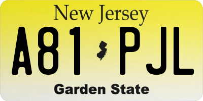 NJ license plate A81PJL