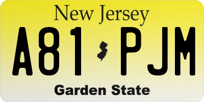 NJ license plate A81PJM