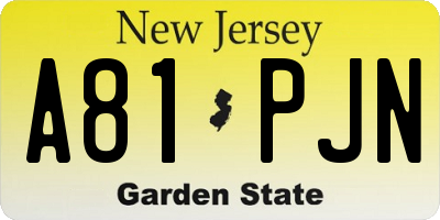 NJ license plate A81PJN