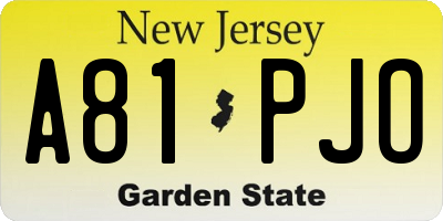 NJ license plate A81PJO