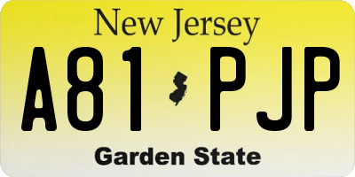 NJ license plate A81PJP
