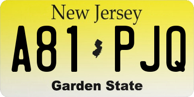 NJ license plate A81PJQ