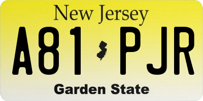 NJ license plate A81PJR
