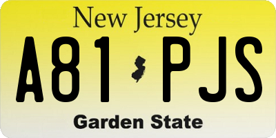 NJ license plate A81PJS