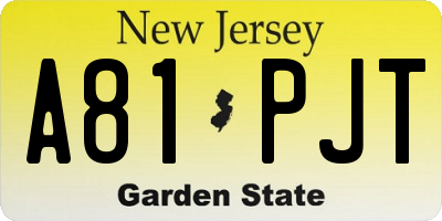NJ license plate A81PJT