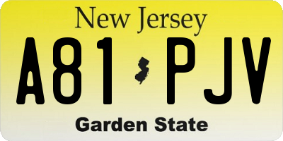 NJ license plate A81PJV