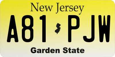 NJ license plate A81PJW