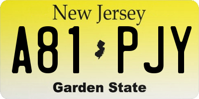 NJ license plate A81PJY