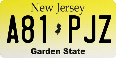 NJ license plate A81PJZ