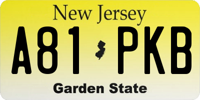 NJ license plate A81PKB