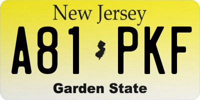 NJ license plate A81PKF