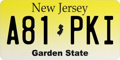 NJ license plate A81PKI