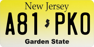 NJ license plate A81PKO