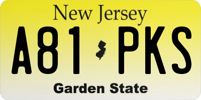 NJ license plate A81PKS