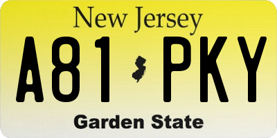 NJ license plate A81PKY