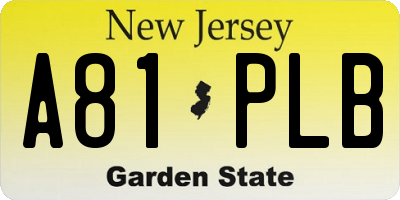 NJ license plate A81PLB