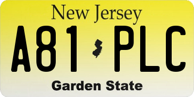 NJ license plate A81PLC