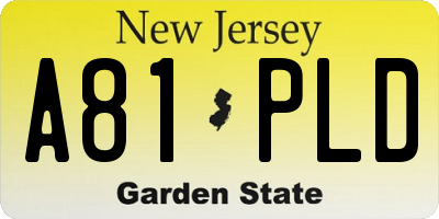 NJ license plate A81PLD