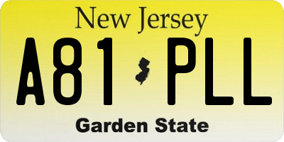 NJ license plate A81PLL