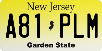 NJ license plate A81PLM
