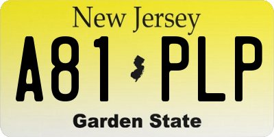 NJ license plate A81PLP