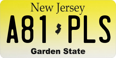 NJ license plate A81PLS