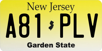 NJ license plate A81PLV