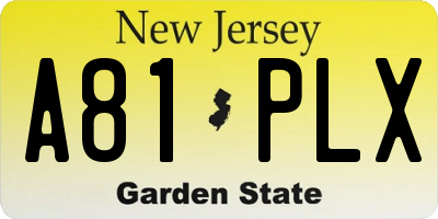 NJ license plate A81PLX